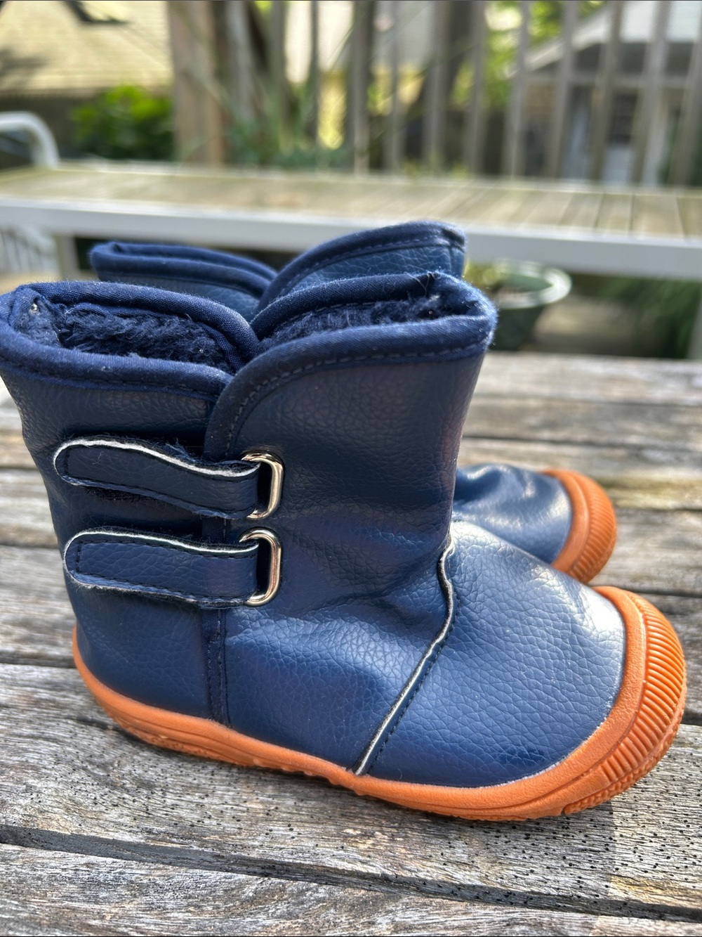 Children's Navy and Orange Insulated Boots with Velcro